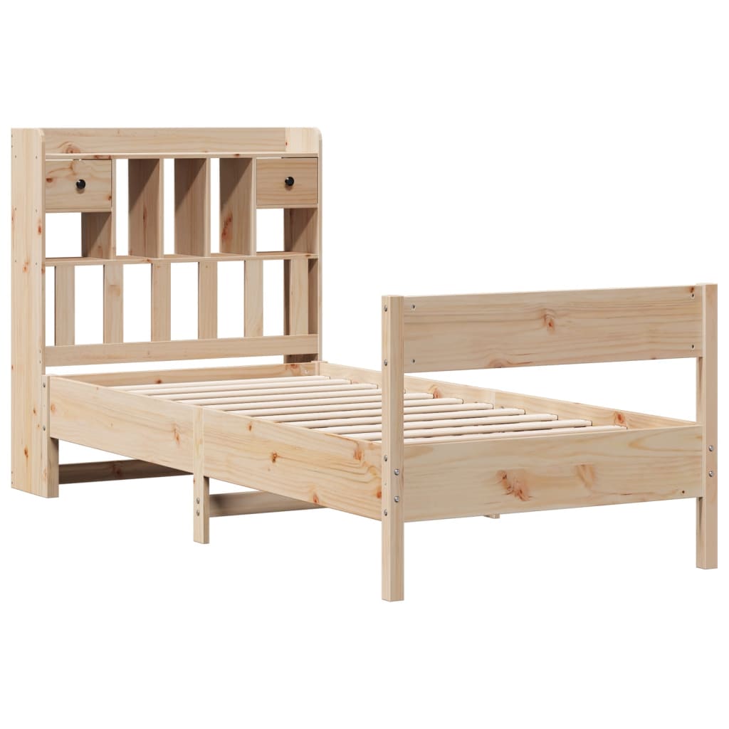 vidaXL Bed met boekenkast zonder matras massief grenenhout 75x190 cm afbeelding