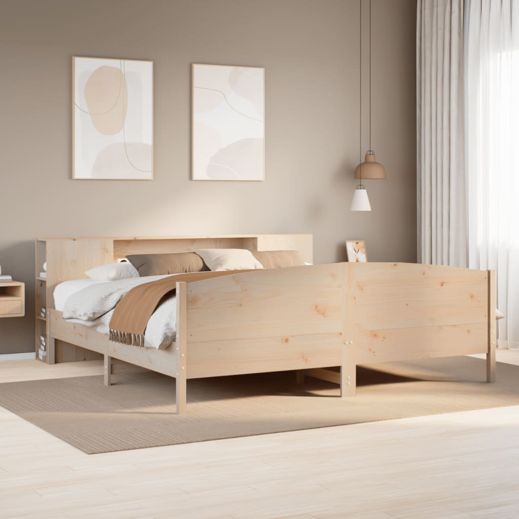 vidaXL Massivholzbett mit Regal ohne Matratze 200x200 cm Kiefer