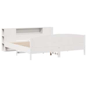 vidaXL Lit biblioth&egrave;que sans matelas blanc 180x200 cm bois pin massif