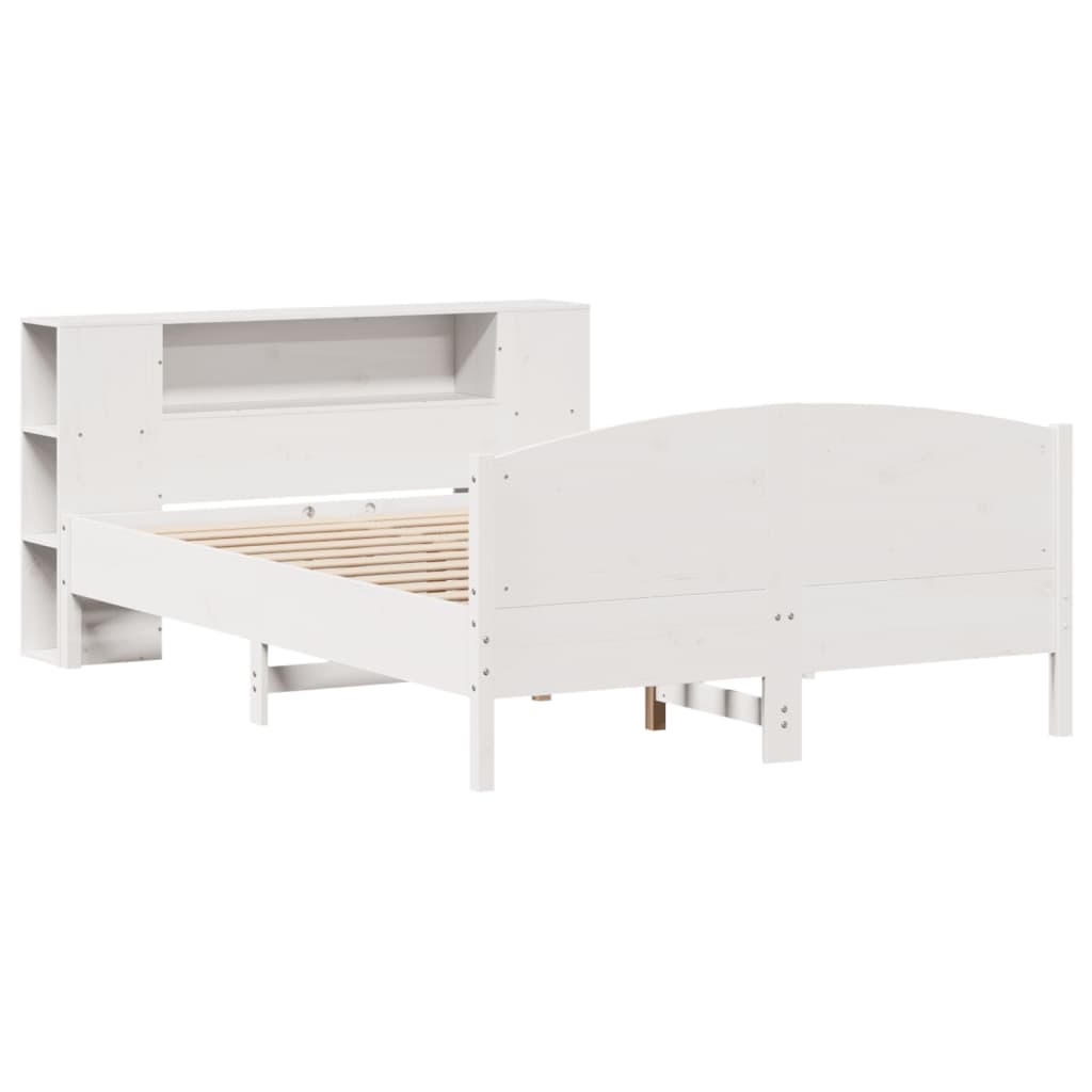 vidaXL Bed met boekenkast zonder matras grenenhout wit 160x200 cm afbeelding
