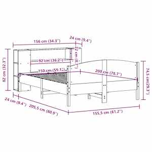 Postel s knihovnou bez matrace bílá 150x200 cm masivní borovice - obrázek 12