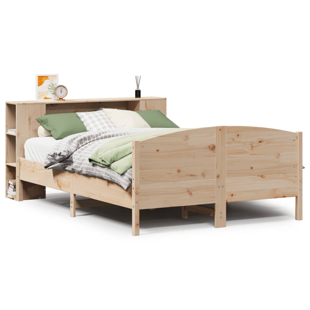 vidaXL Postel s knihovnou bez matrace 135 x 190 cm masivní borovice