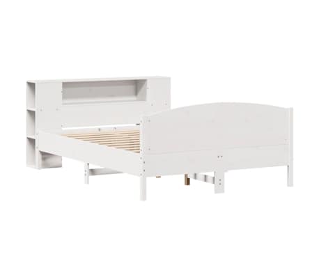 vidaXL Seng med bokhylle uten madrass hvit 120x190 cm heltre furu