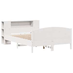 vidaXL Seng med bokhylle uten madrass hvit 120x190 cm heltre furu