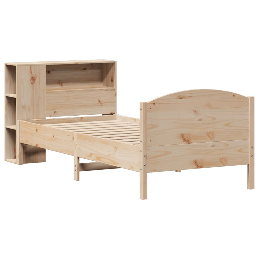 vidaXL Bed met boekenkast zonder matras massief grenenhout 100x200 cm afbeelding