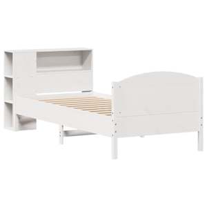 vidaXL Lit biblioth&egrave;que sans matelas blanc 100x200 cm bois pin massif
