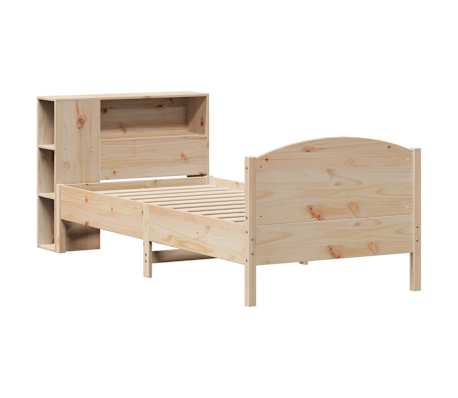 vidaXL Pat cu bibliotecă fără saltea, 90x200 cm, lemn masiv pin