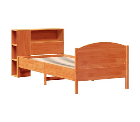 vidaXL Bookcase Bed without Mattress Wax Brown 90x200cm Solid Wood Pine