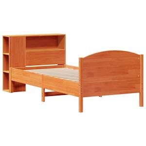 vidaXL Bookcase Bed without Mattress Wax Brown 90x200cm Solid Wood Pine