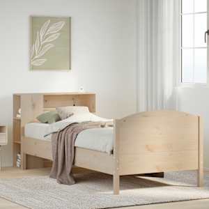 Knjižna postelja brez vzmetnice 75x190 cm trdna borovina