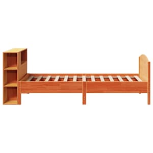 Postel s knihovnou bez matrace hnědá 75x190 cm masivní borovice - obrázek 5