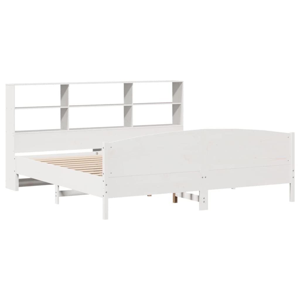 vidaXL Bed met boekenkast zonder matras grenenhout wit 200x200 cm afbeelding