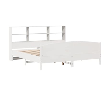 vidaXL Bookcase Bed without Mattress White 200x200cm Solid Wood Pine