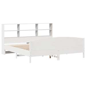 vidaXL Bookcase Bed without Mattress White 200x200cm Solid Wood Pine