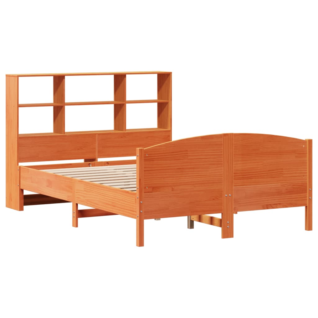 vidaXL Bed met boekenkast zonder matras grenenhout wasbruin 160x200 cm afbeelding