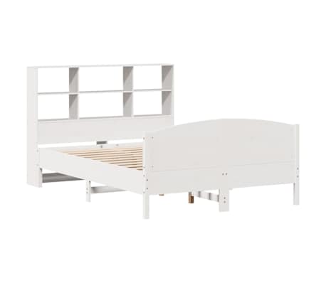 vidaXL Bookcase Bed without Mattress White 150x200 cm King Size Solid Wood Pine