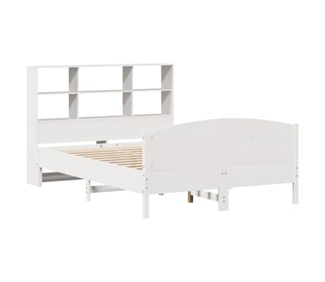vidaXL Massivholzbett mit Regal ohne Matratze Wei&szlig; 120x200 cm Kiefer