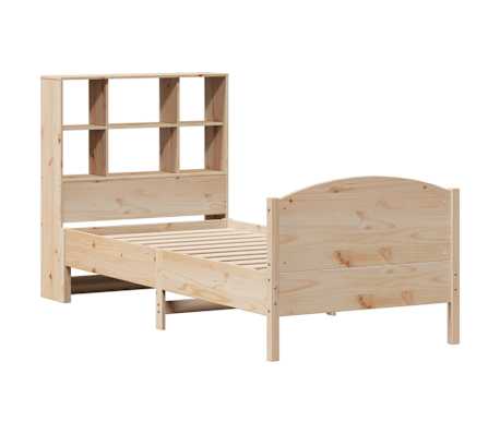 vidaXL Pat cu bibliotecă fără saltea, 100x200 cm, lemn masiv pin