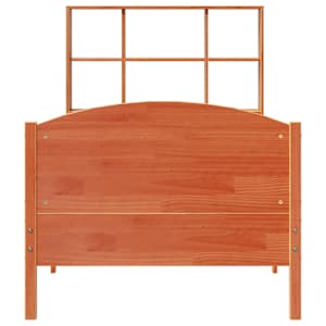 Postel s knihovnou bez matrace hnědá 100x200 cm masiv borovice - obrázek 4