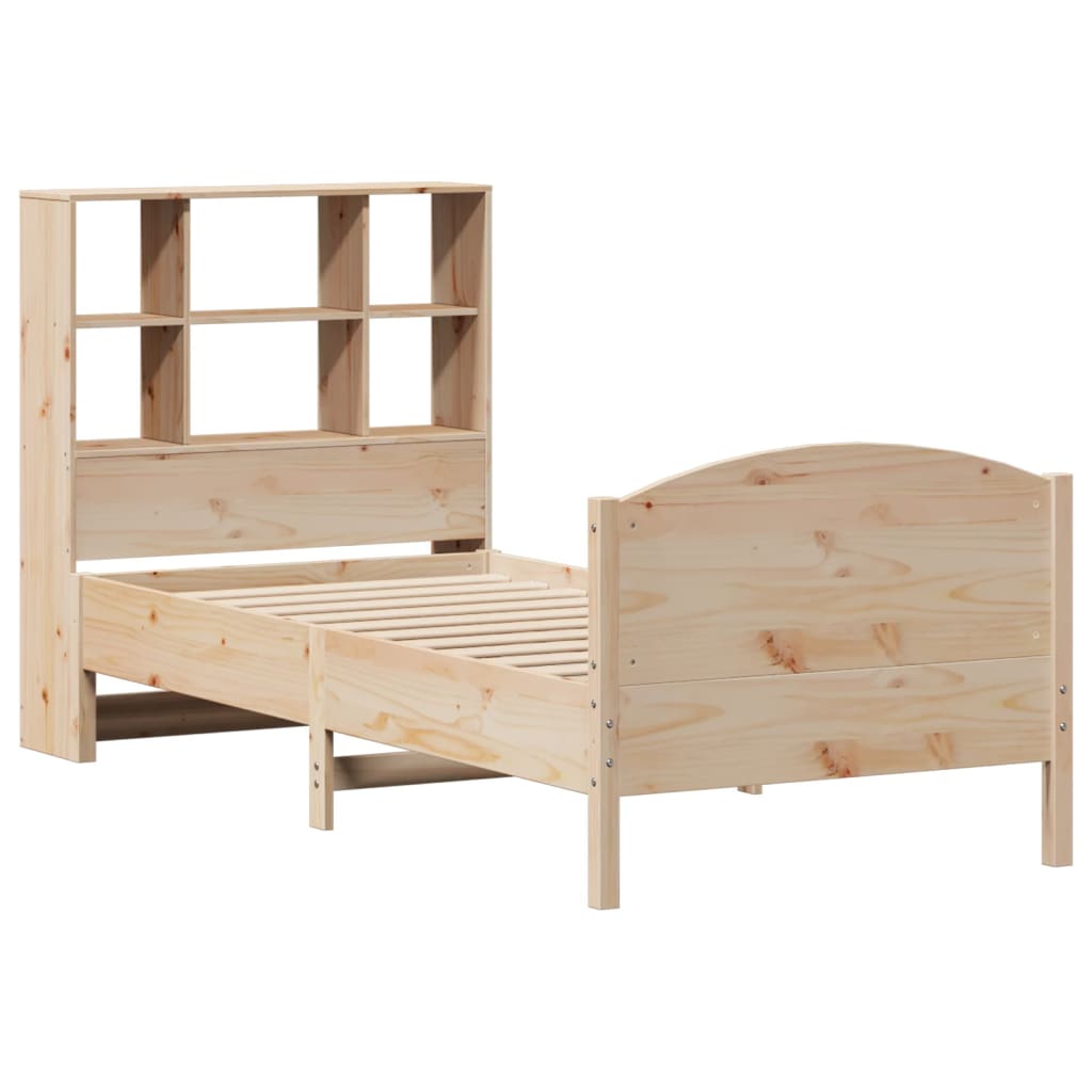 vidaXL Bed met boekenkast zonder matras massief grenenhout 75x190 cm afbeelding