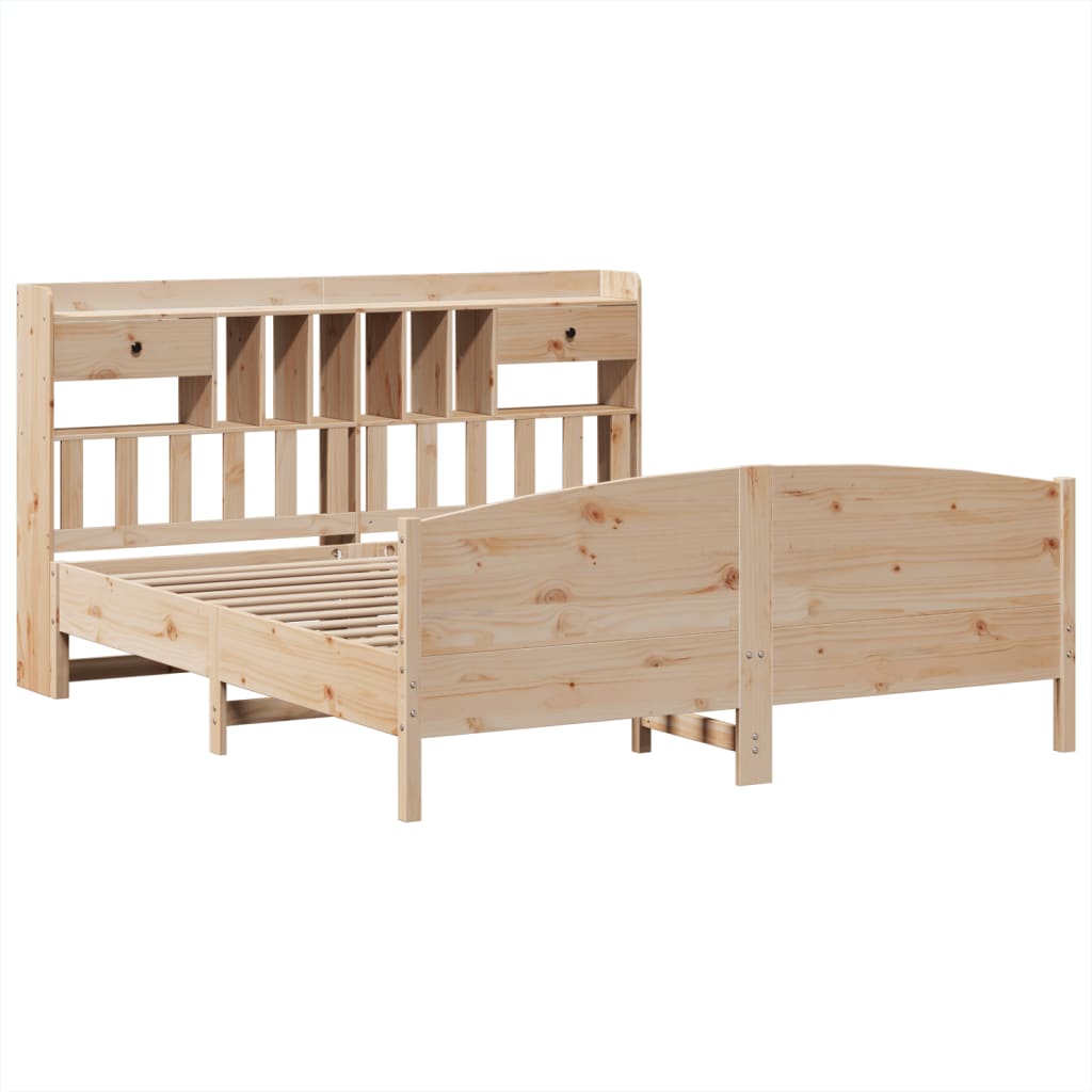 vidaXL Bed met boekenkast zonder matras massief grenenhout 200x200 cm afbeelding