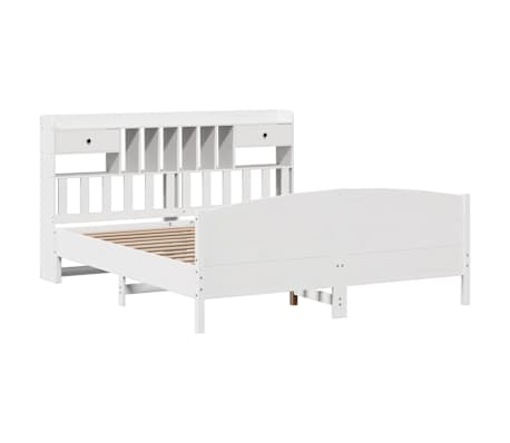 vidaXL Postel s knihovnou bez matrace b&iacute;l&aacute; 200x200 cm masivn&iacute; borovice