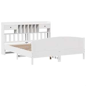 vidaXL Postel s knihovnou bez matrace b&iacute;l&aacute; 200x200 cm masivn&iacute; borovice