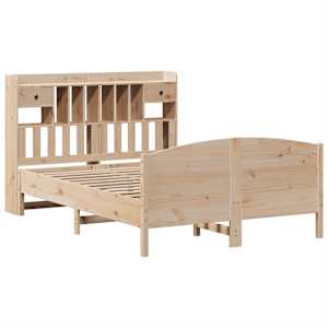 Postel s knihovnou bez matrace 150 x 200 cm masivní borovice - obrázek 3