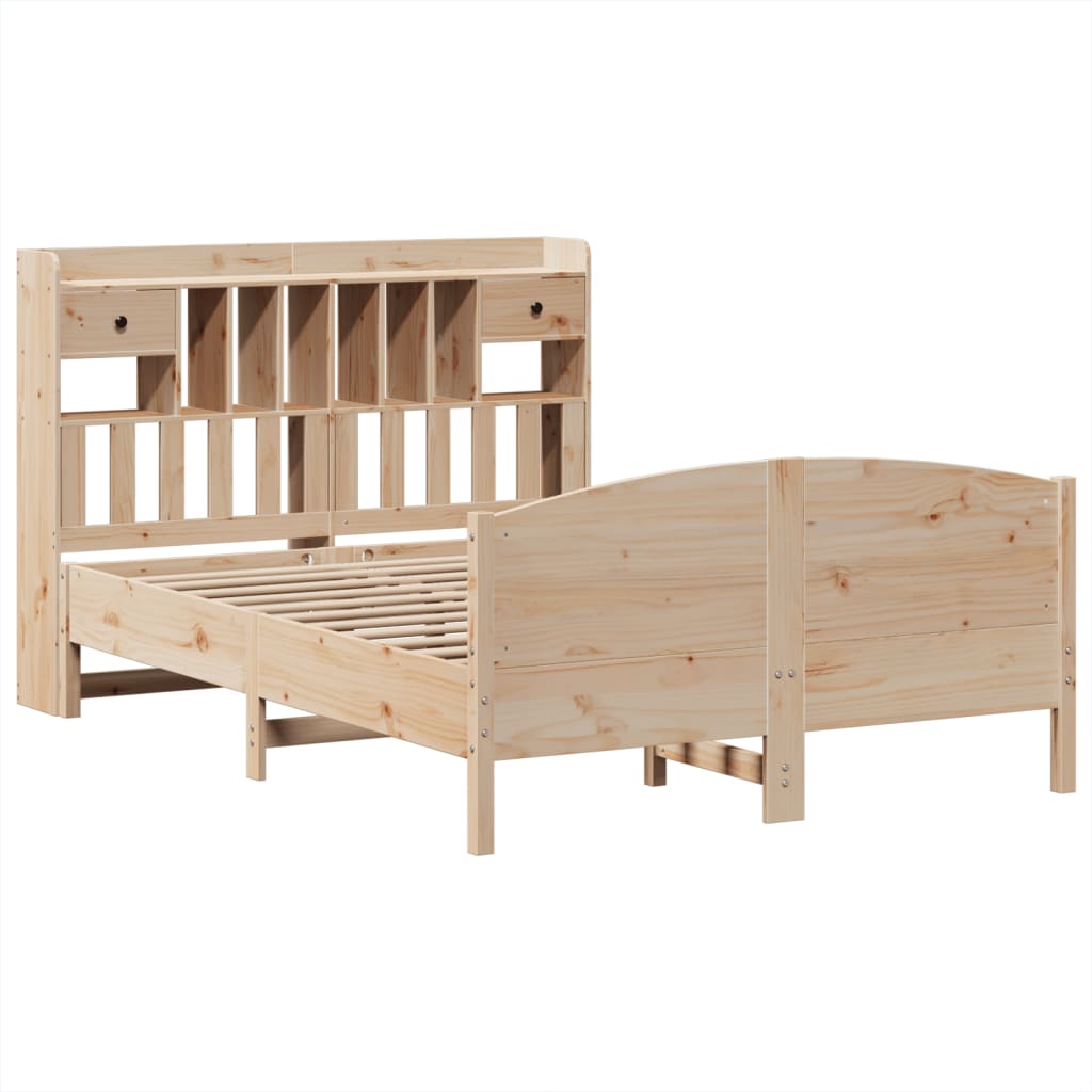 vidaXL Bed met boekenkast zonder matras massief grenenhout 140x190 cm afbeelding