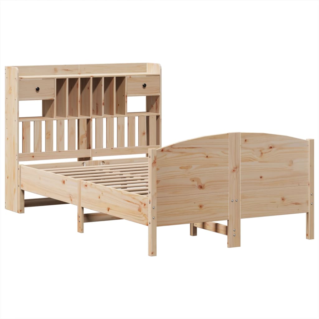 vidaXL Bed met boekenkast zonder matras massief grenenhout 135x190 cm afbeelding