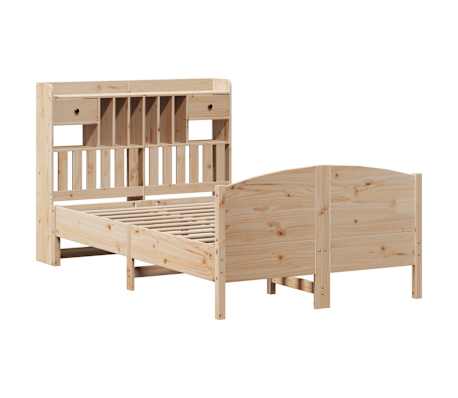 vidaXL Pat cu bibliotecă fără saltea, 120x190 cm, lemn masiv de pin