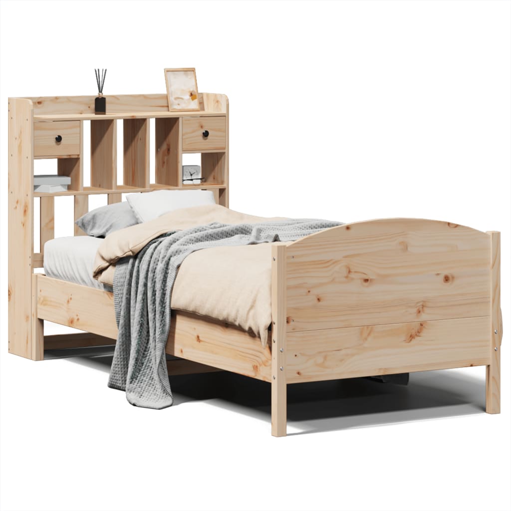 vidaXL Postel s knihovnou bez matrace 90 x 190 cm masivní borovice