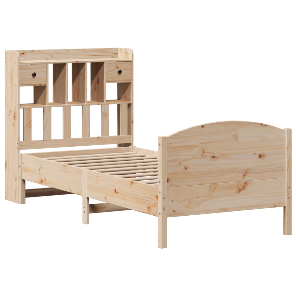 vidaXL Bed met boekenkast zonder matras massief grenenhout 75x190 cm afbeelding