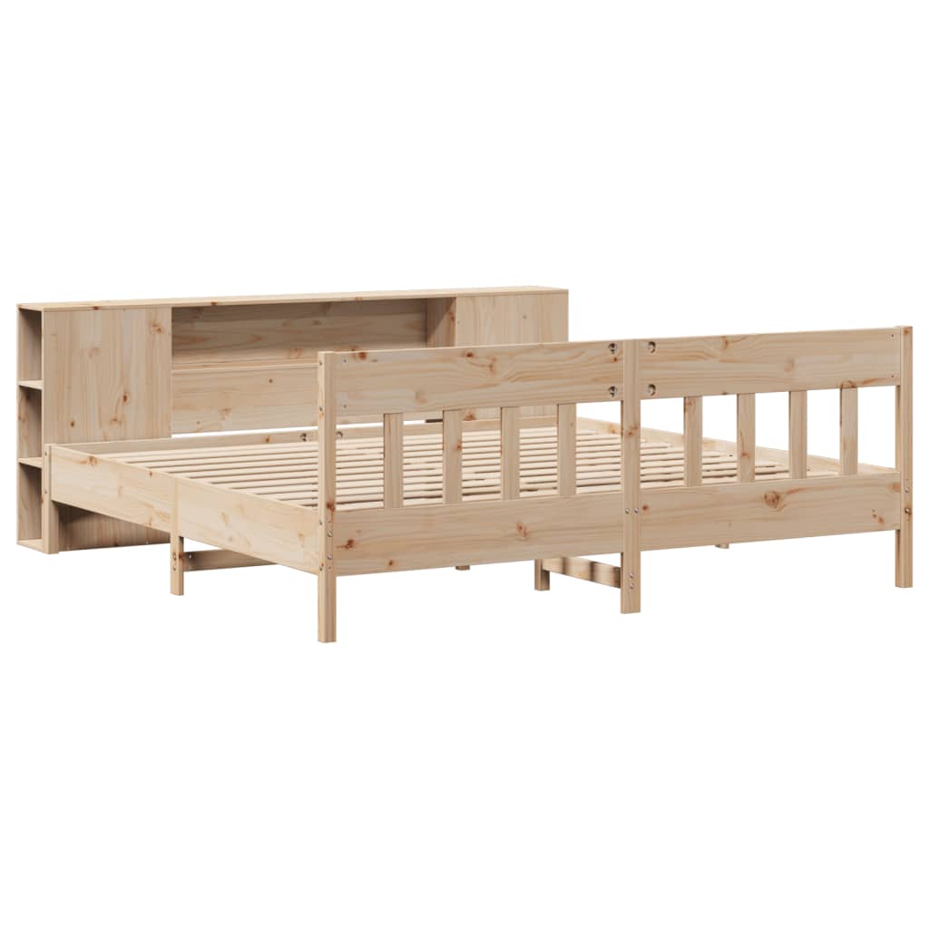vidaXL Bed met boekenkast zonder matras massief grenenhout 200x200 cm afbeelding
