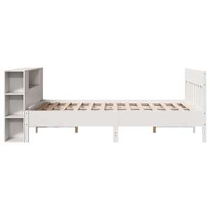 Postel s knihovnou bez matrace bílá 140x190 cm masivní borovice - obrázek 5