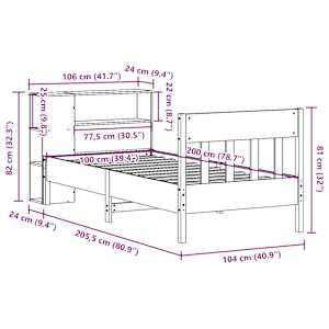 Postel s knihovnou bez matrace bílá 100x200 cm masivní borovice - obrázek 12