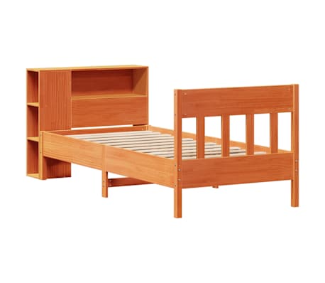vidaXL Bookcase Bed without Mattress Wax Brown 90x190 cm Single Solid Wood Pine