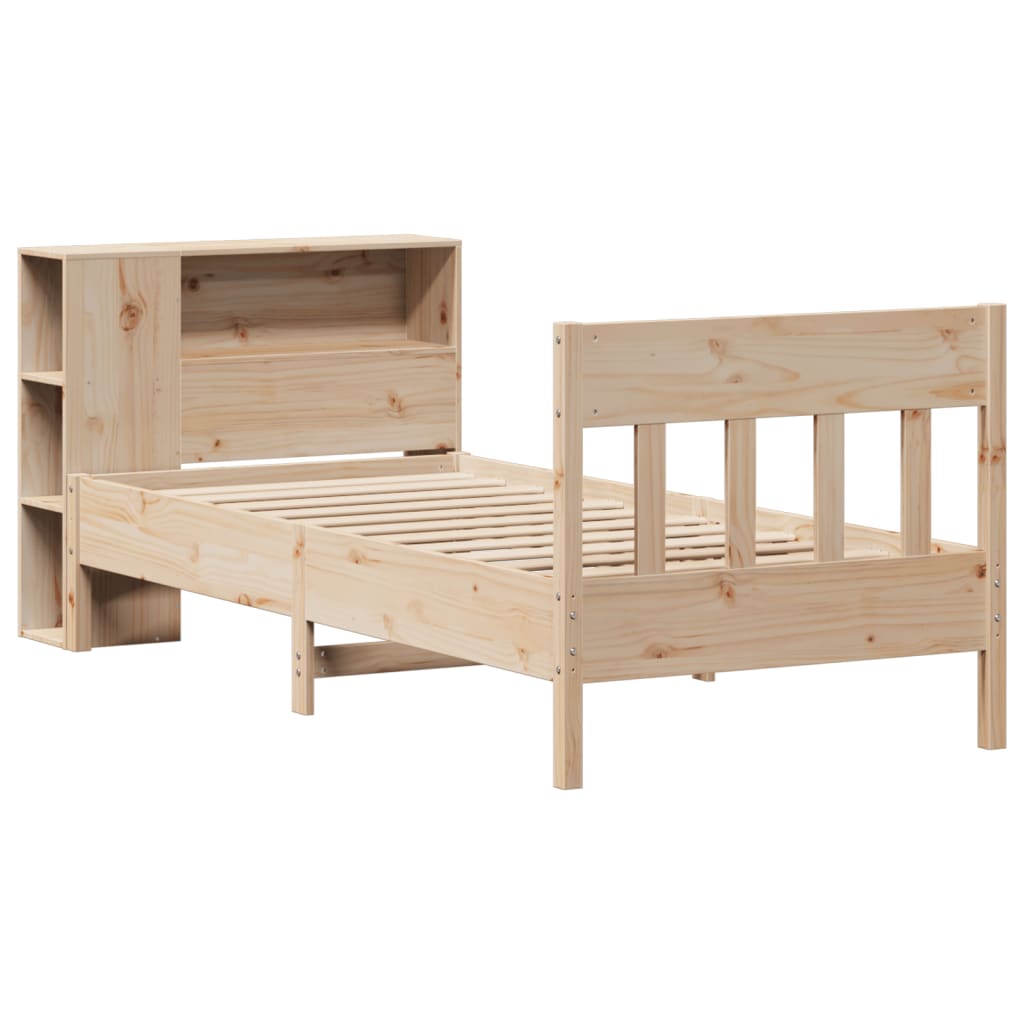 vidaXL Bed met boekenkast zonder matras massief grenenhout 75x190 cm afbeelding