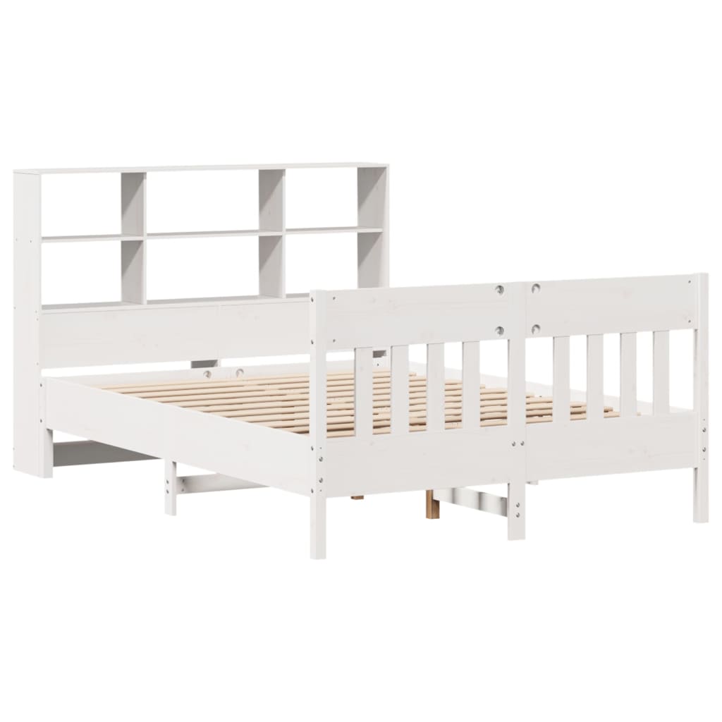 vidaXL Bedframe zonder matras massief grenenhout wit 150x200 cm afbeelding