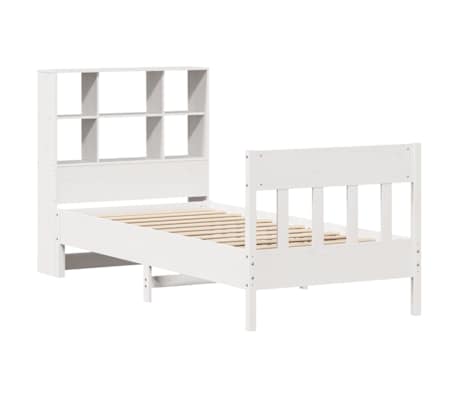 vidaXL Рамка за легло без матрак, бял, 90x200 см, бор масив