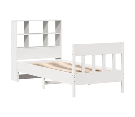 vidaXL Cadru pat fără saltea, alb, 90x190 cm, lemn masiv de pin