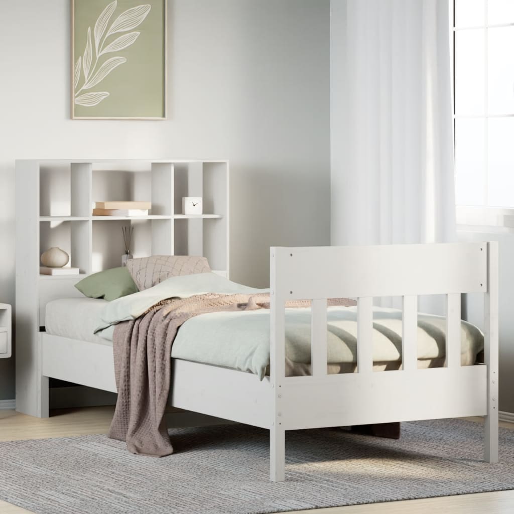 vidaXL Massivholzbett ohne Matratze Weiß 90x190 cm Kiefernholz