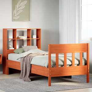 Posteljni okvir brez vzmetnice voščeno rjav 75x190 cm borovina