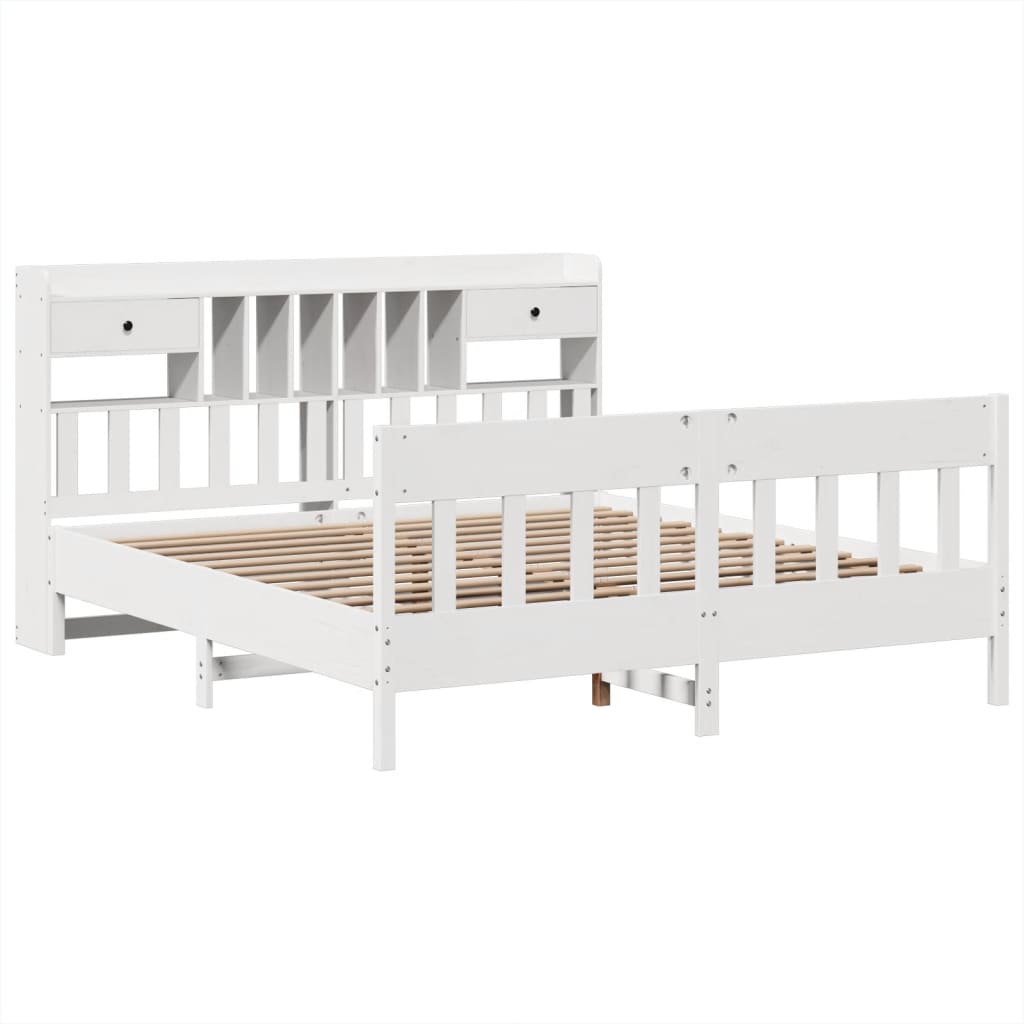vidaXL Bedframe zonder matras massief grenenhout wit 200x200 cm afbeelding