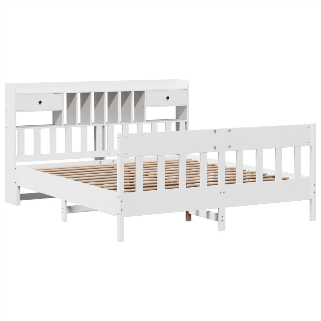 vidaXL Bedframe zonder matras massief grenenhout wit 180x200 cm afbeelding