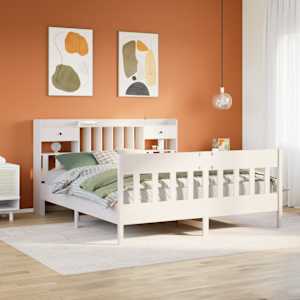 Posteljni okvir brez vzmetnice bel 180x200 cm trdna borovina