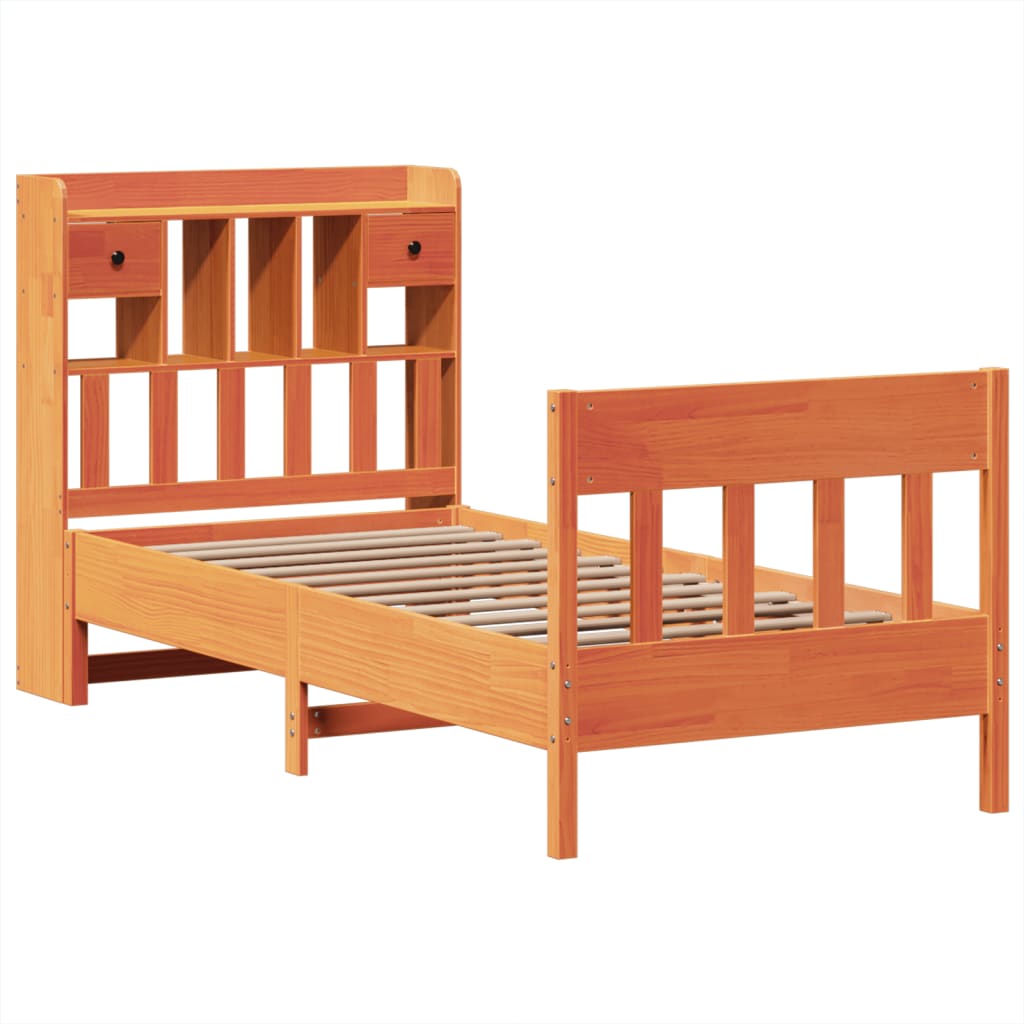 vidaXL Bedframe zonder matras massief grenenhout wasbruin 100x200 cm afbeelding