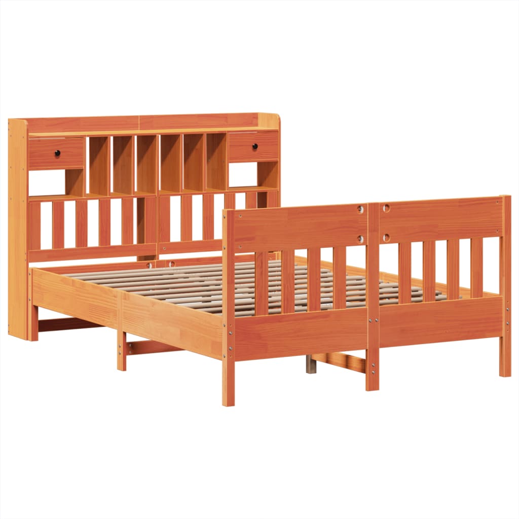 vidaXL viaszbarna tömör fenyőfa ágy matrac nélkül 140 x 190 cm
