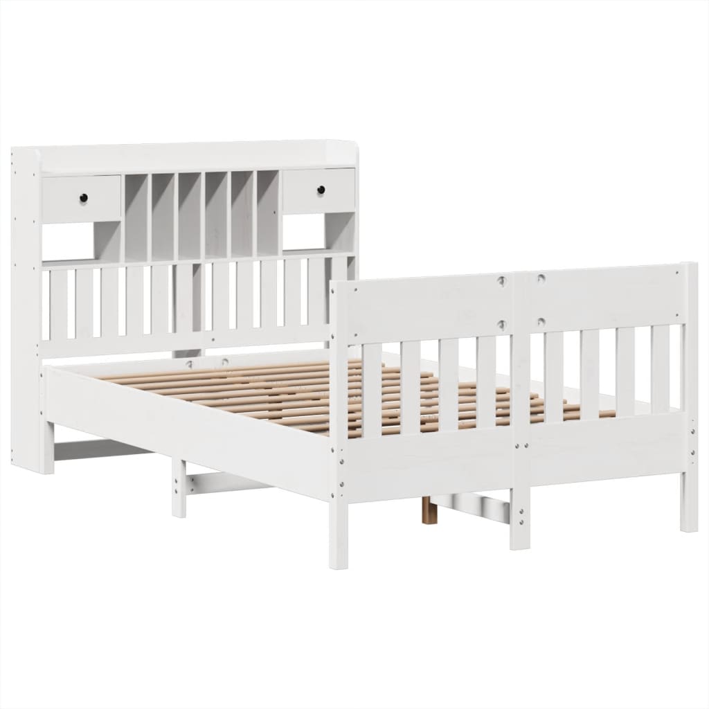 vidaXL Bedframe zonder matras massief grenenhout wit 135x190 cm afbeelding