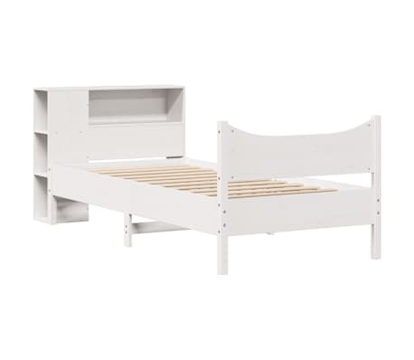 vidaXL Cadru pat fără saltea, alb, 90x190 cm, lemn masiv de pin